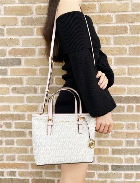 michael kors jet set small travel tote review|michael kors airplane print.